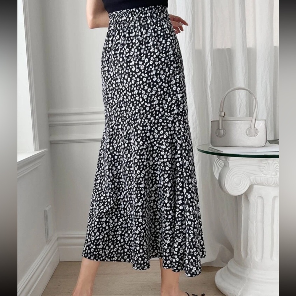 High Waist Floral Print Skirt